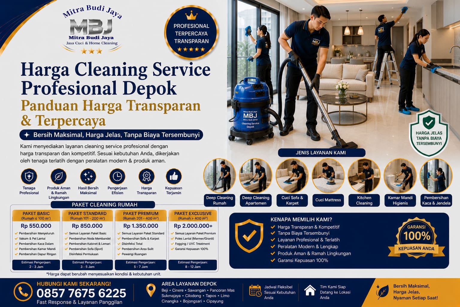 Harga Cleaning Service Profesional Depok – Panduan Harga Transparan & Terpercaya