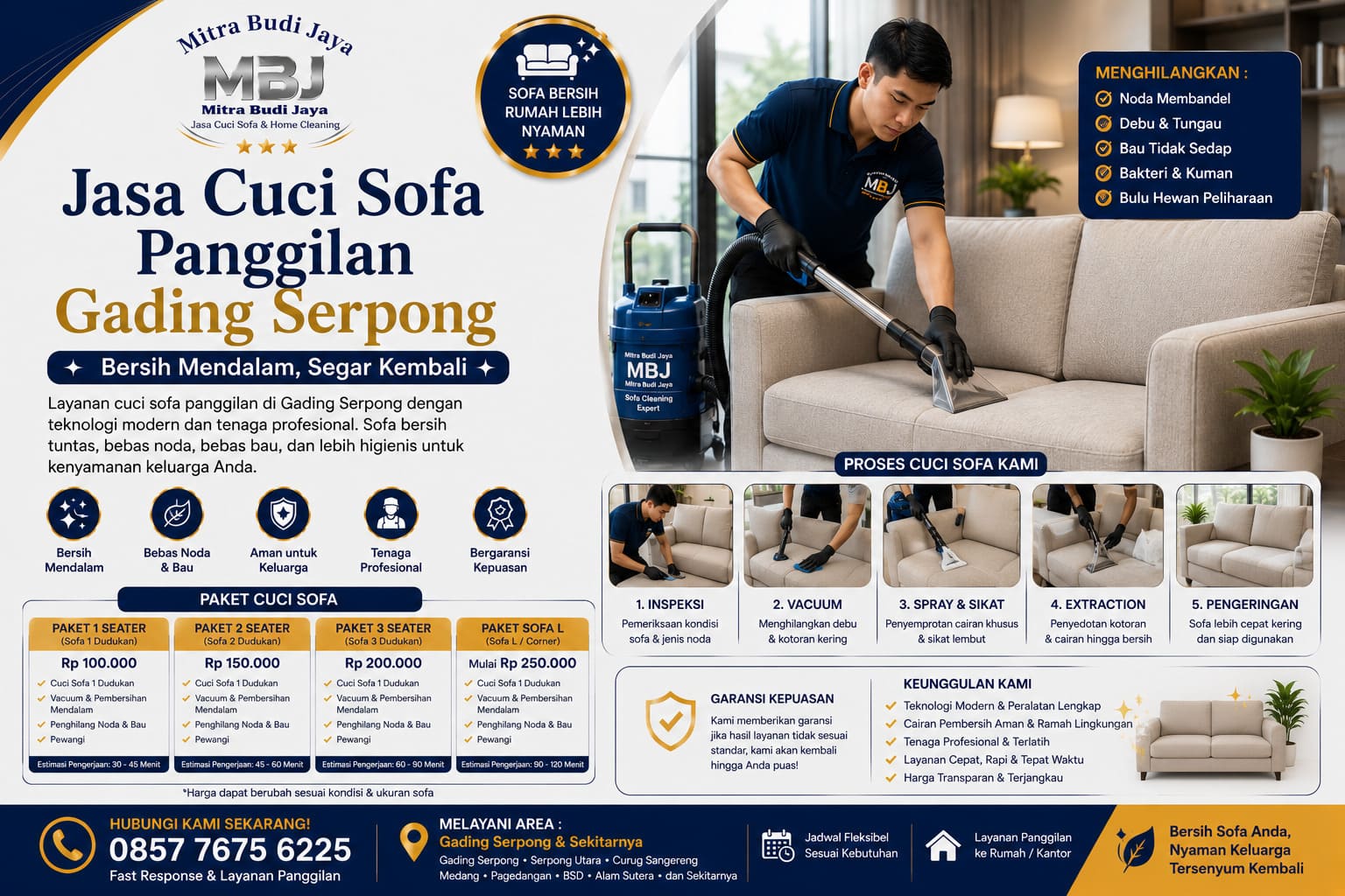 Jasa Cuci Sofa Panggilan Gading Serpong – Bersih Mendalam, Segar Kembali