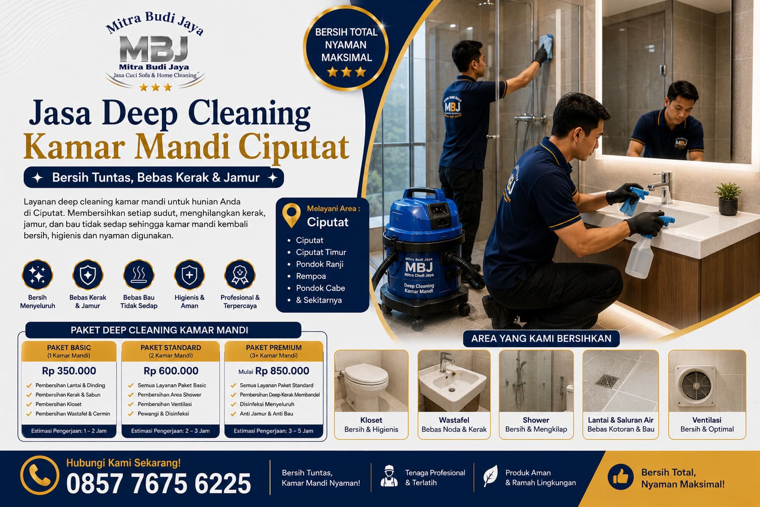 Jasa Deep Cleaning Kamar Mandi Ciputat – Bersih Tuntas, Bebas Kerak & Jamur