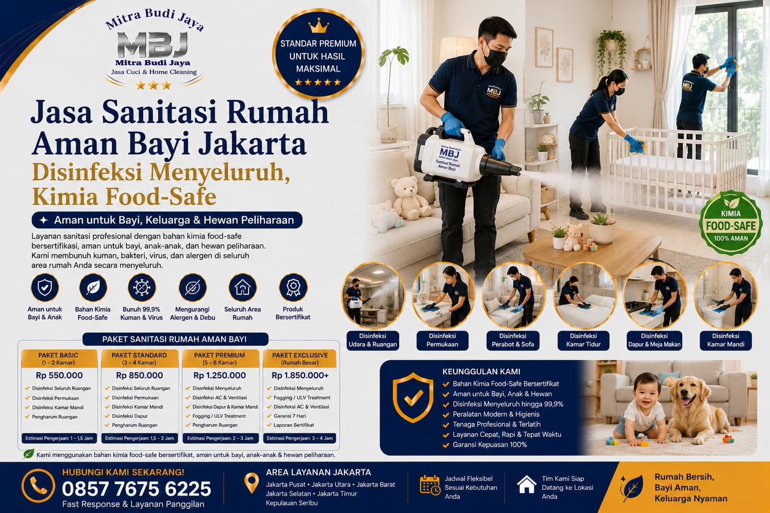 Jasa Sanitasi Rumah Aman Bayi Jakarta – Disinfeksi Menyeluruh, Kimia Food-Safe